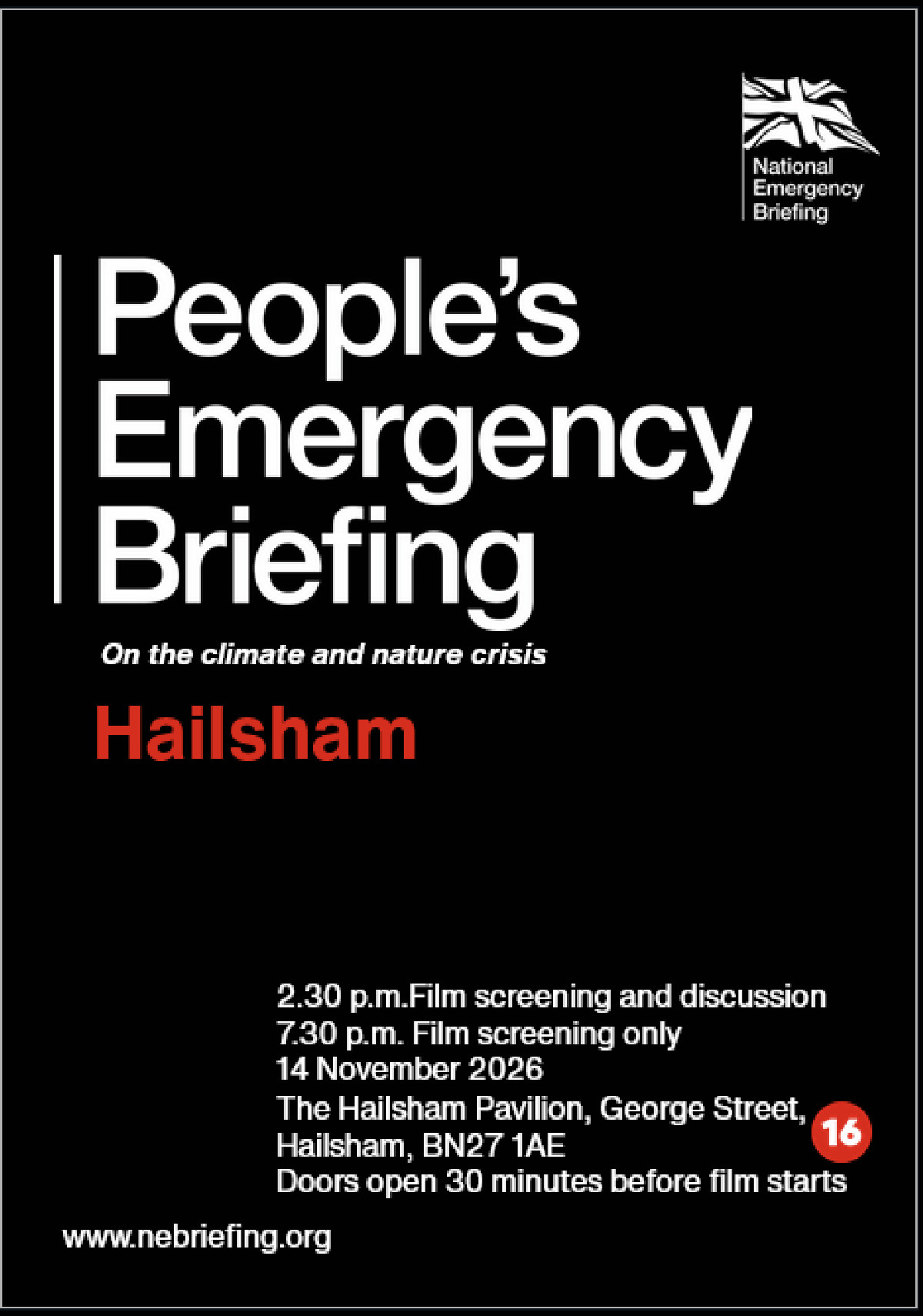National Emergency Briefing (picture: Hailsham Pavilion)