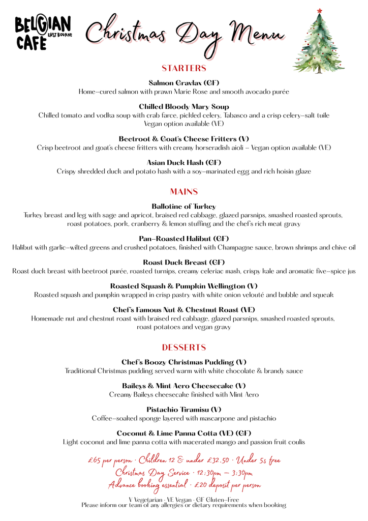 Christmas Day Menu (picture: The Belgian Cafe)