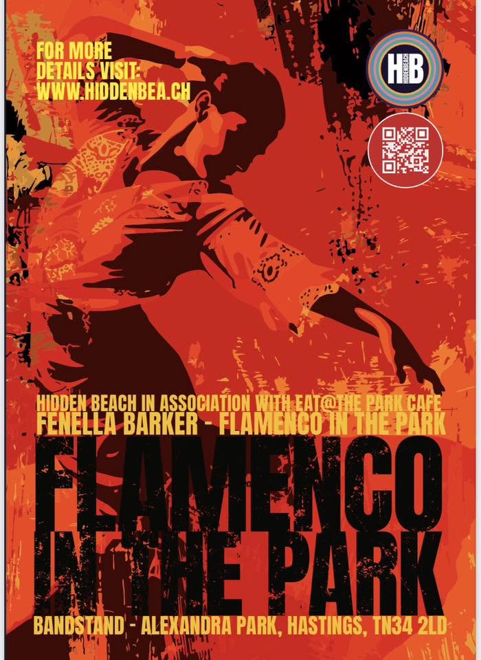 Flamenco in the Park poster at Alexandra Park bandstand, Hastings